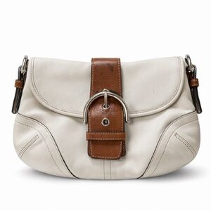 Coach White and Brown Shoulder Bag